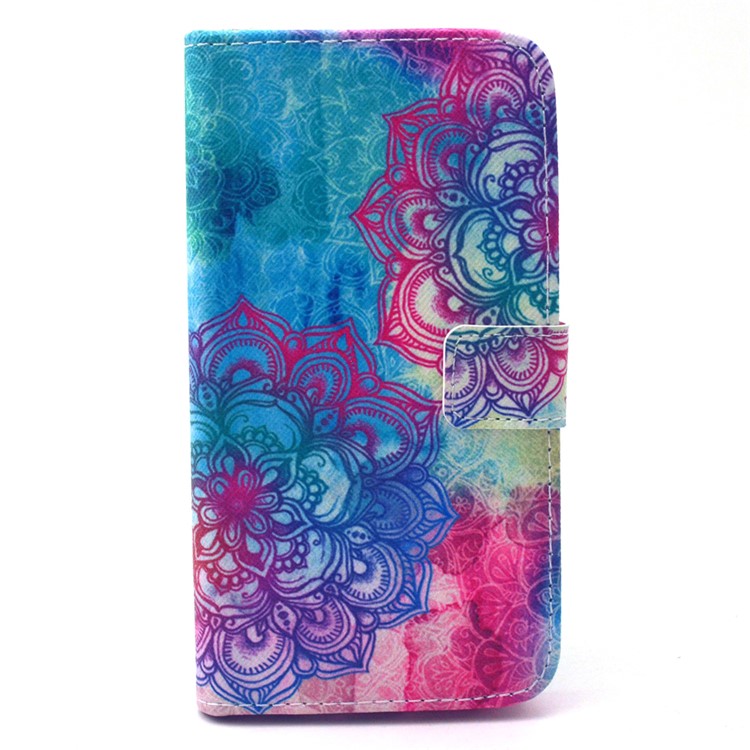 Wallet Leather Stand Cover for Galaxy S6 edge G925 - Henna Lotus-1