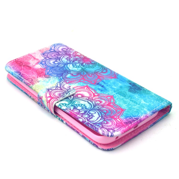 Wallet Leather Stand Cover for Galaxy S6 edge G925 - Henna Lotus-3