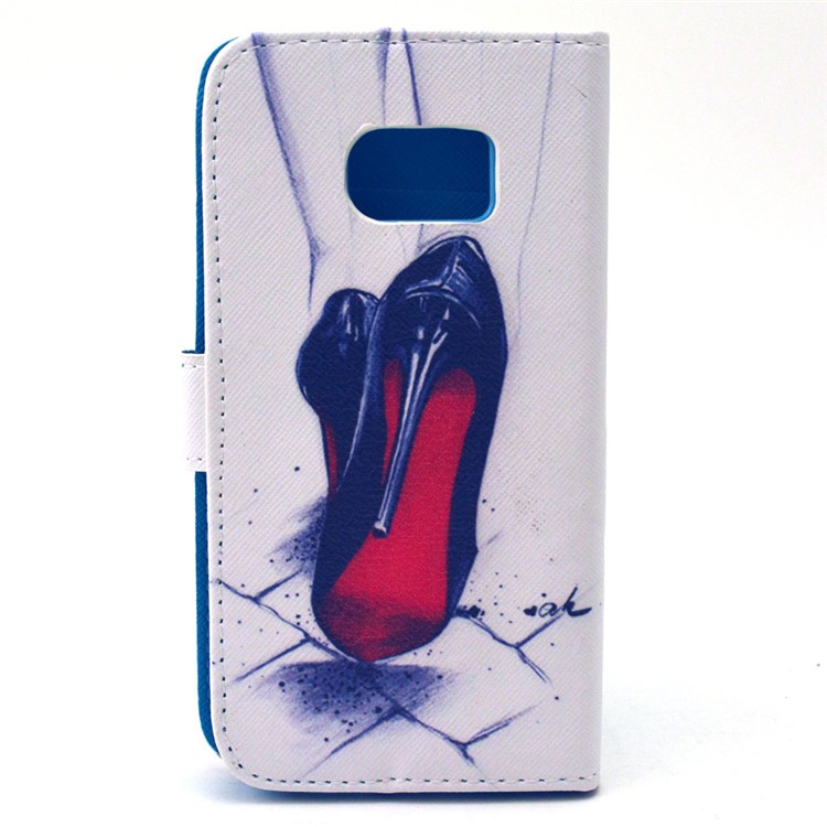 Wallet Leather Stand Cover Case for Galaxy S6 edge G925 - High-heeled Shoes-2