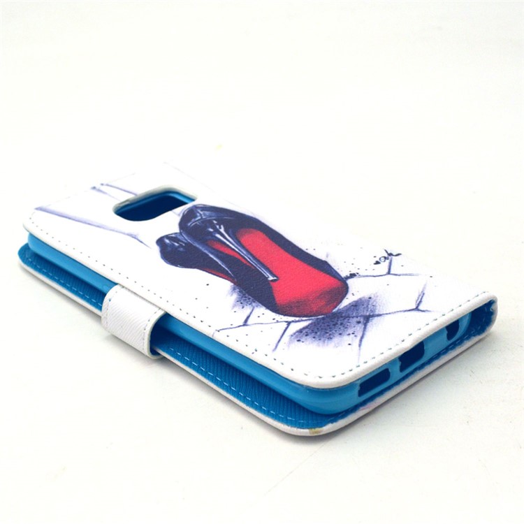 Wallet Leather Stand Cover Case for Galaxy S6 edge G925 - High-heeled Shoes-4