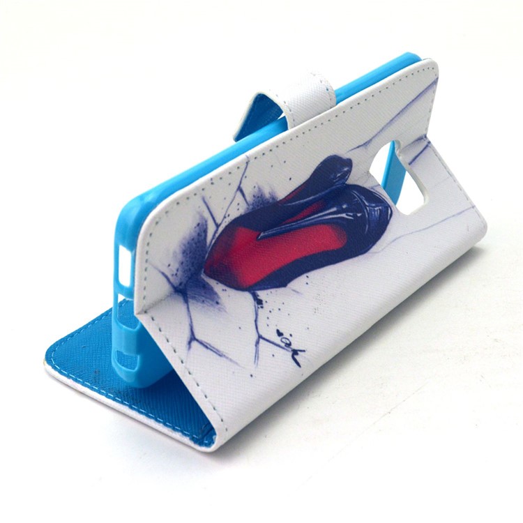Wallet Leather Stand Cover Case for Galaxy S6 edge G925 - High-heeled Shoes-5