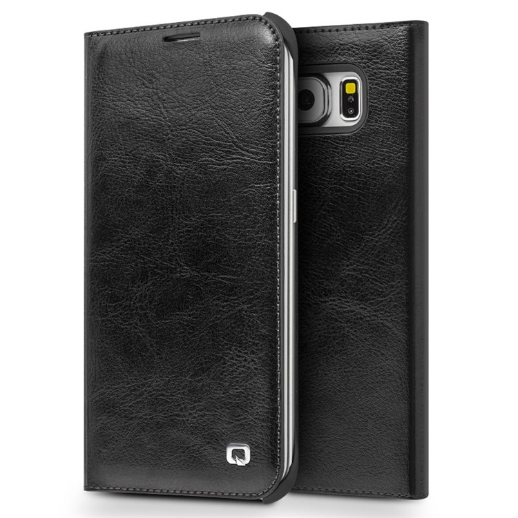 QIALINO Genuine Leather Case for Samsung Galaxy S6 edge G925 - Black-1