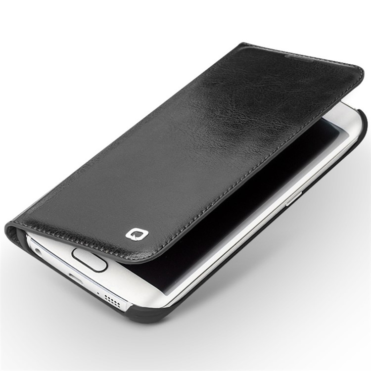 QIALINO Genuine Leather Case for Samsung Galaxy S6 edge G925 - Black-3