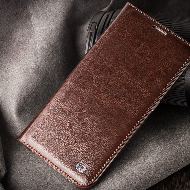 QIALINO Genuine Leather Protective Case for Samsung Galaxy S6 edge G925 - Brown-4