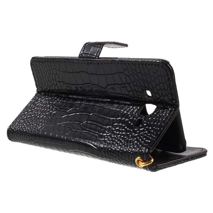 Crocodile Texture Leather Wallet Cover for Samsung Galaxy J7 SM-J700F with Strap and Stand - Black-3