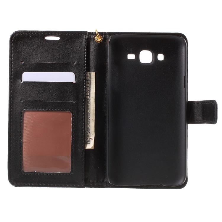 Crocodile Texture Leather Wallet Cover for Samsung Galaxy J7 SM-J700F with Strap and Stand - Black-4