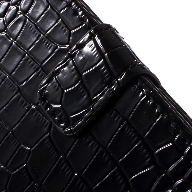 Crocodile Texture Leather Wallet Cover for Samsung Galaxy J7 SM-J700F with Strap and Stand - Black-8