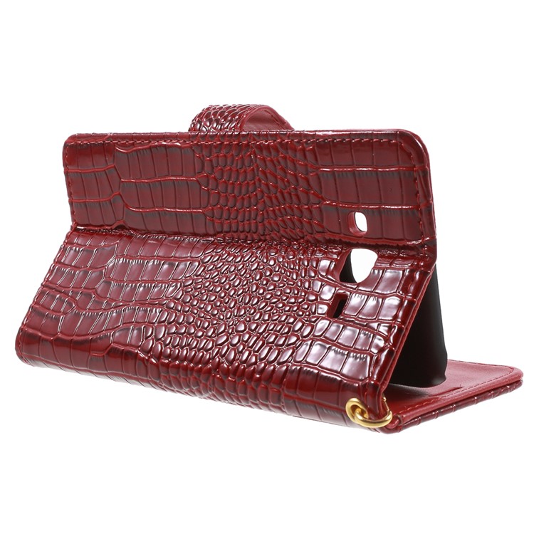 Crocodile Texture Leather Wallet Case for Samsung Galaxy J7 SM-J700F with Strap and Stand - Red-3