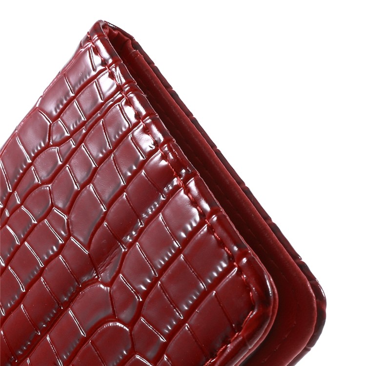 Crocodile Texture Leather Wallet Case for Samsung Galaxy J7 SM-J700F with Strap and Stand - Red-8
