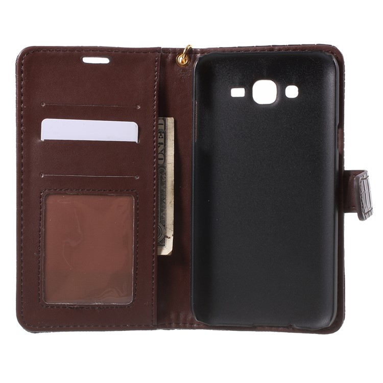 Crocodile Texture Leather Wallet Case for Samsung Galaxy J7 SM-J700F with Strap and Stand - Brown-4