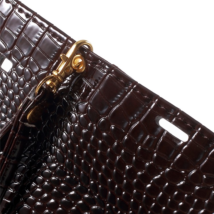 Crocodile Texture Leather Wallet Case for Samsung Galaxy J7 SM-J700F with Strap and Stand - Brown-7