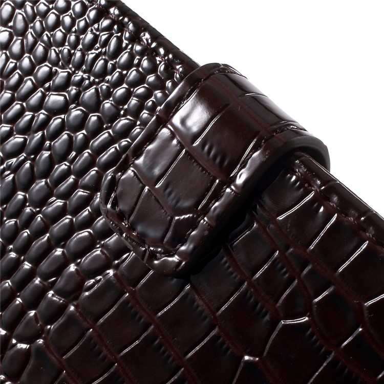 Crocodile Texture Leather Wallet Case for Samsung Galaxy J7 SM-J700F with Strap and Stand - Brown-8