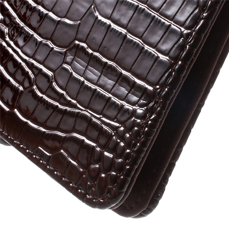 Crocodile Texture Leather Wallet Case for Samsung Galaxy J7 SM-J700F with Strap and Stand - Brown-9