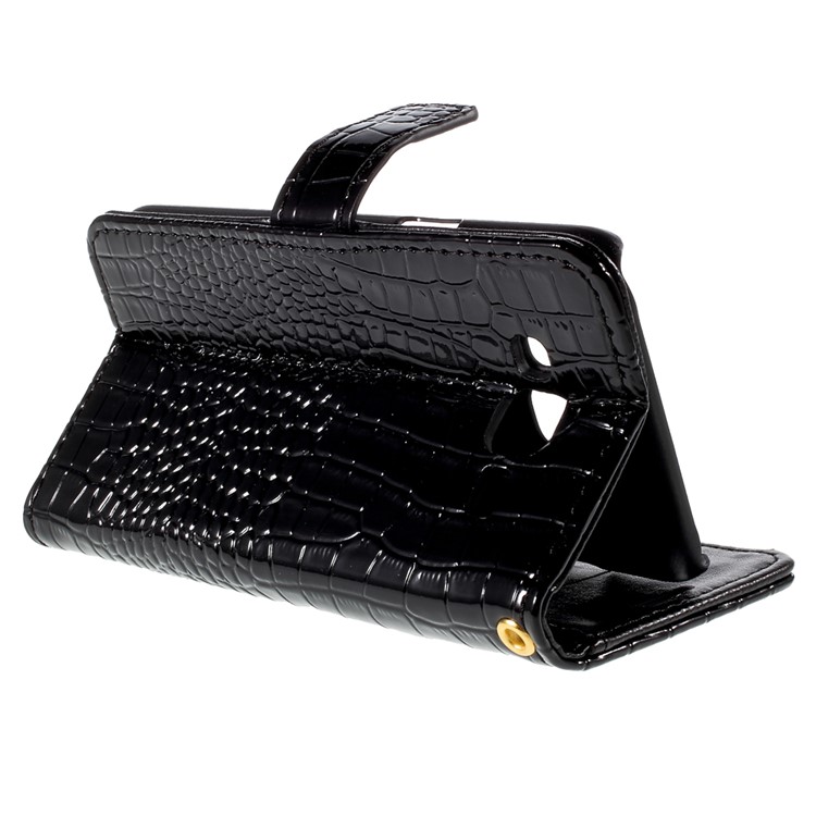 Crocodile Texture Leather Wallet Cover for Samsung Galaxy J5 SM-J500F with Strap and Stand - Black-5
