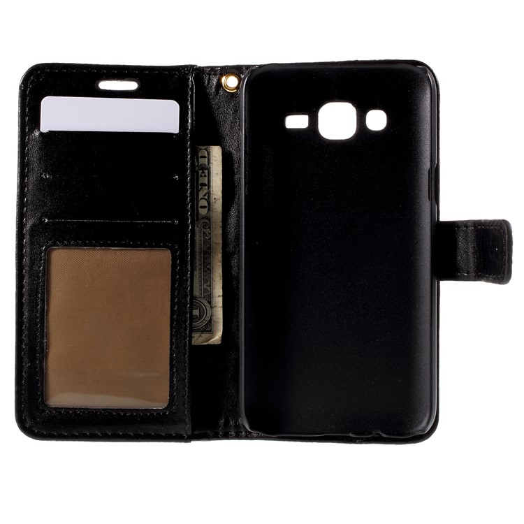 Crocodile Texture Leather Wallet Cover for Samsung Galaxy J5 SM-J500F with Strap and Stand - Black-6