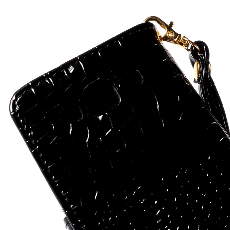 Crocodile Texture Leather Wallet Cover for Samsung Galaxy J5 SM-J500F with Strap and Stand - Black-8