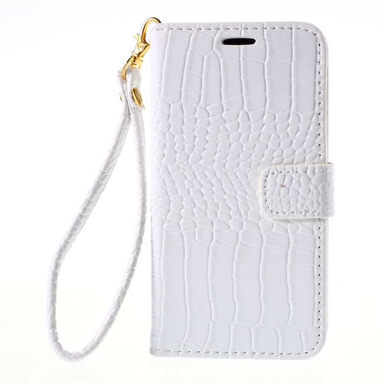 Crocodile Texture Leather Wallet Case for Samsung Galaxy J5 SM-J500F with Strap and Stand - White-3