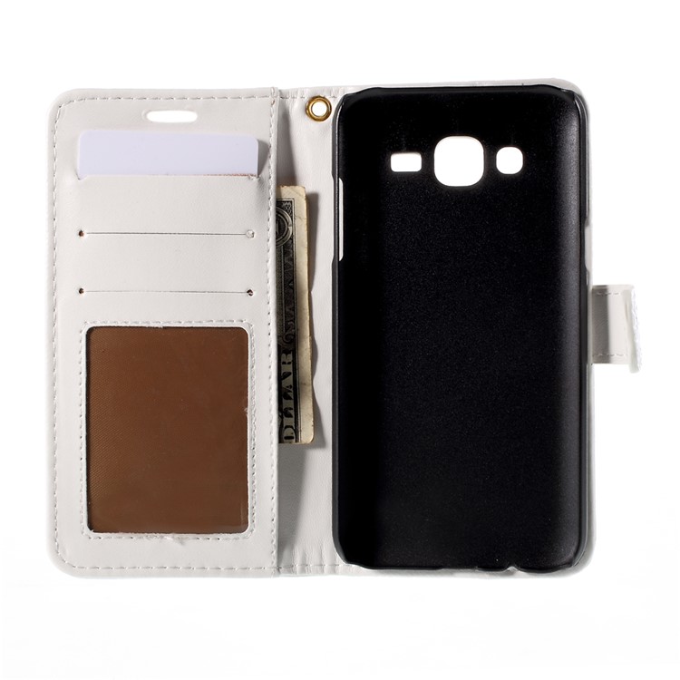 Crocodile Texture Leather Wallet Case for Samsung Galaxy J5 SM-J500F with Strap and Stand - White-6