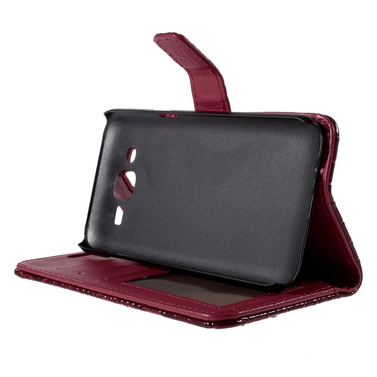 Crocodile Texture Leather Wallet Cover for Samsung Galaxy J5 SM-J500F with Strap and Stand - Red-4
