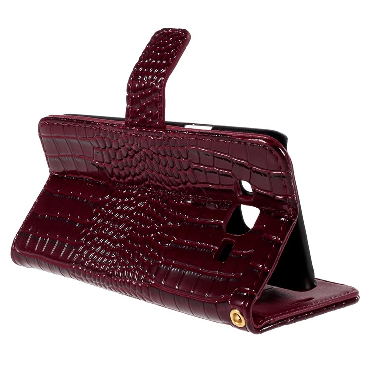 Crocodile Texture Leather Wallet Cover for Samsung Galaxy J5 SM-J500F with Strap and Stand - Red-5