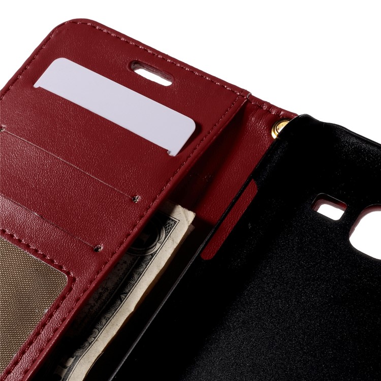 Crocodile Texture Leather Wallet Cover for Samsung Galaxy J5 SM-J500F with Strap and Stand - Red-9