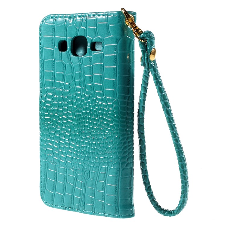 Crocodile Texture Leather Card Holder Cover for Samsung Galaxy J5 SM-J500F with Strap and Stand - Blue-2