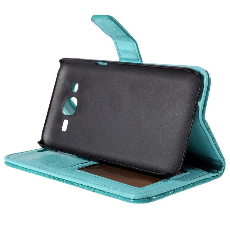 Crocodile Texture Leather Card Holder Cover for Samsung Galaxy J5 SM-J500F with Strap and Stand - Blue-4