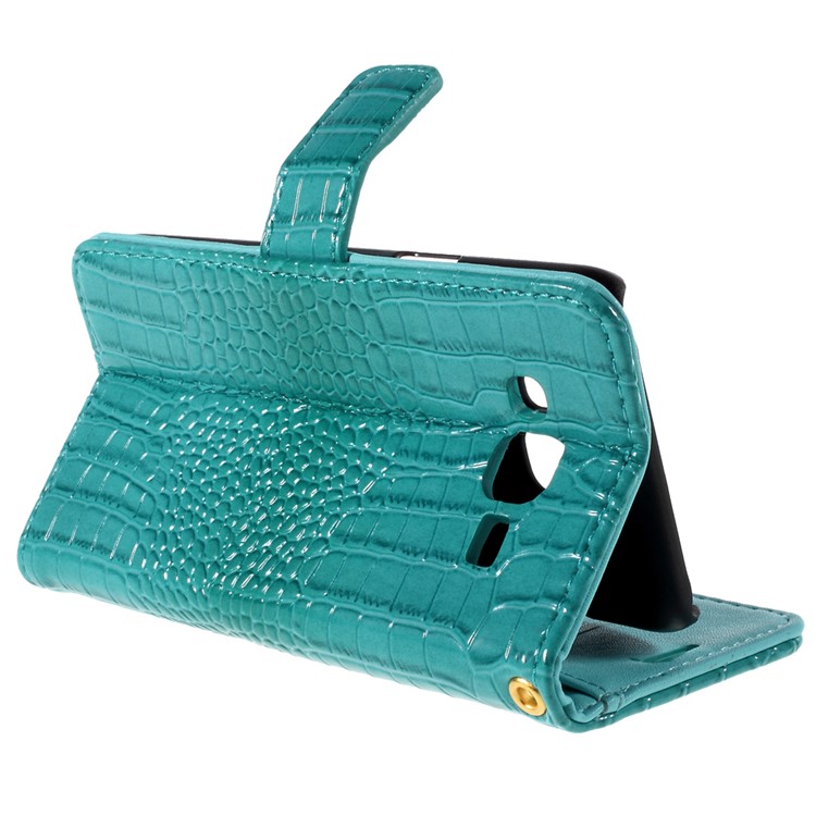 Crocodile Texture Leather Card Holder Cover for Samsung Galaxy J5 SM-J500F with Strap and Stand - Blue-5
