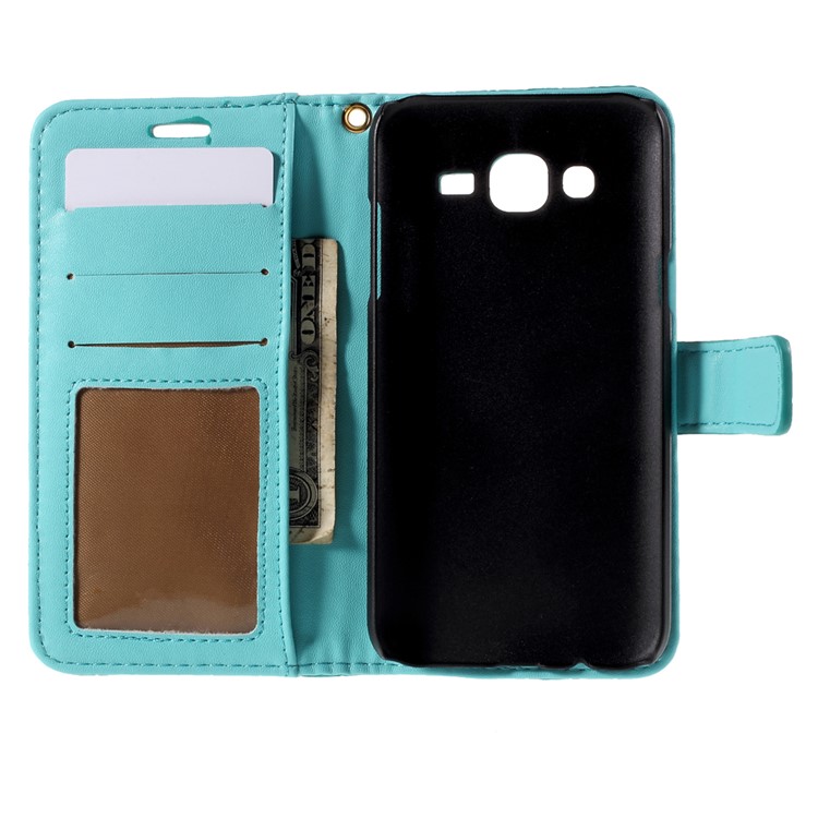 Crocodile Texture Leather Card Holder Cover for Samsung Galaxy J5 SM-J500F with Strap and Stand - Blue-6