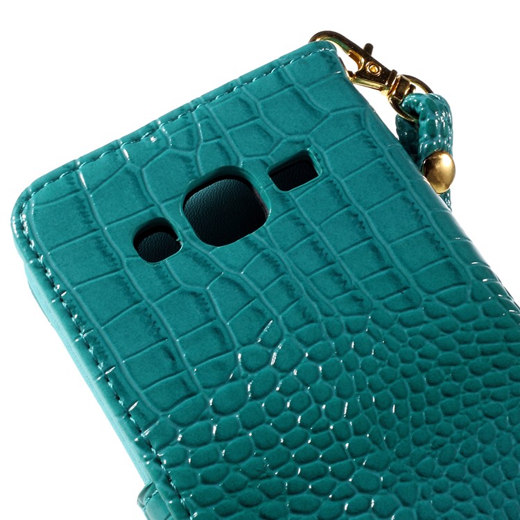Crocodile Texture Leather Card Holder Cover for Samsung Galaxy J5 SM-J500F with Strap and Stand - Blue-8