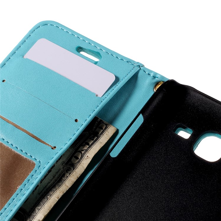 Crocodile Texture Leather Card Holder Cover for Samsung Galaxy J5 SM-J500F with Strap and Stand - Blue-9