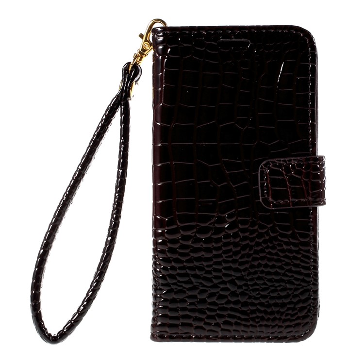 Crocodile Texture Leather Wallet Shell for Samsung Galaxy J5 SM-J500F with Strap and Stand - Brown-3