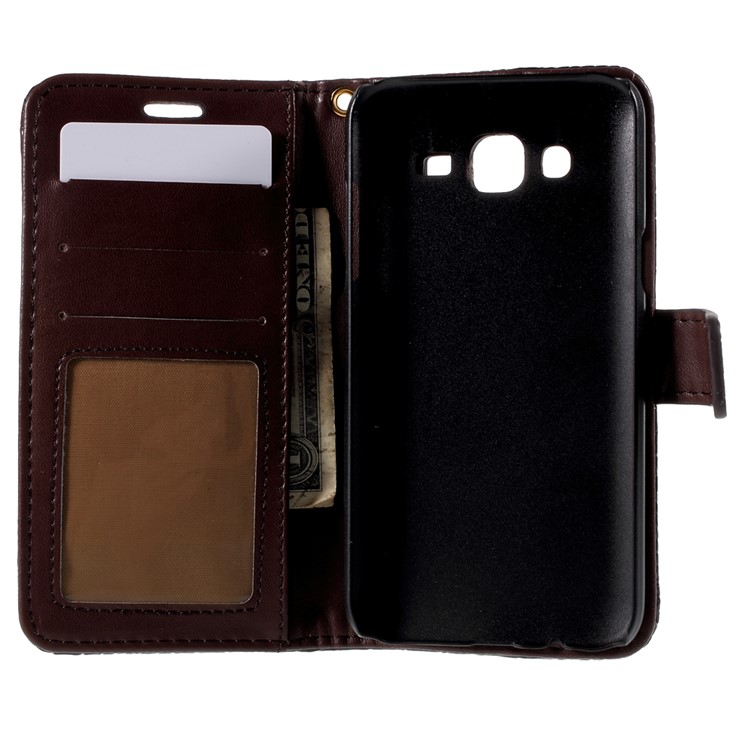 Crocodile Texture Leather Wallet Shell for Samsung Galaxy J5 SM-J500F with Strap and Stand - Brown-6