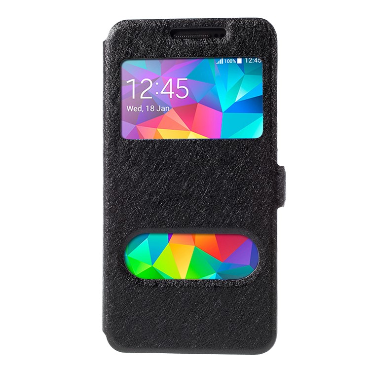 Leather Case for Samsung Galaxy Grand Prime SM-G530H Dual View Window - Black-3