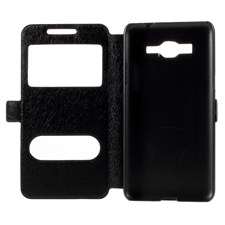 Leather Case for Samsung Galaxy Grand Prime SM-G530H Dual View Window - Black-7