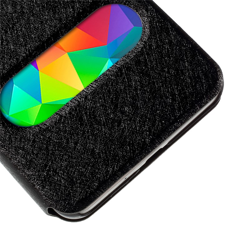 Leather Case for Samsung Galaxy Grand Prime SM-G530H Dual View Window - Black-8