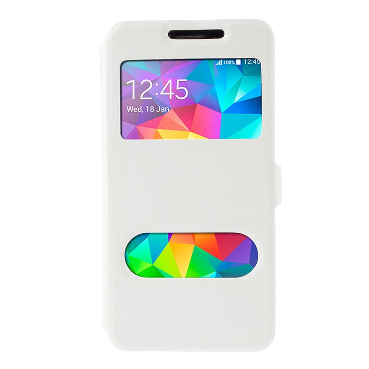 Leather Phone Case for Samsung Galaxy Grand Prime SM-G530H Dual View Window - White-3