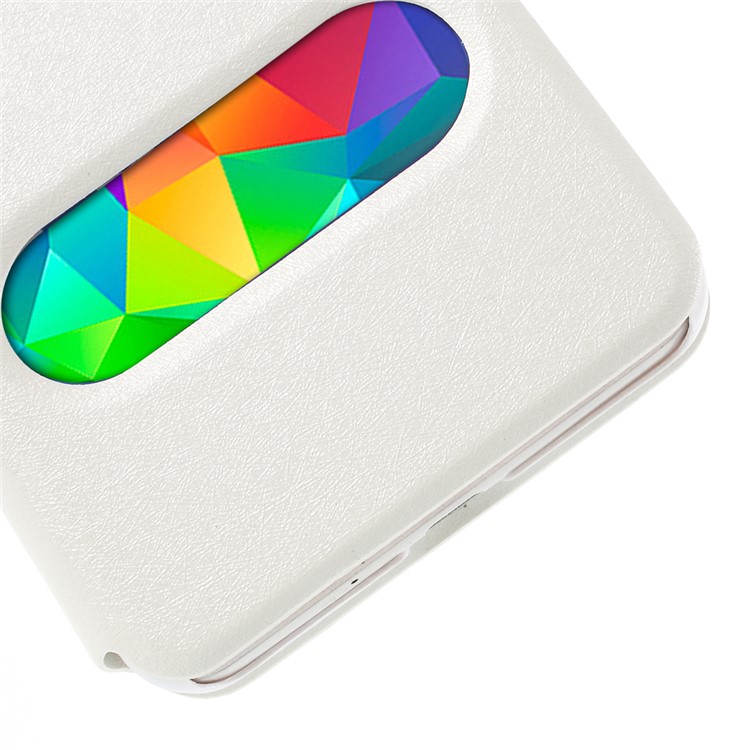 Leather Phone Case for Samsung Galaxy Grand Prime SM-G530H Dual View Window - White-8