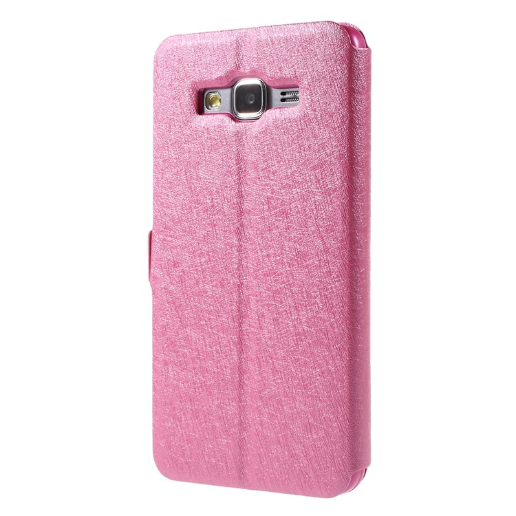 Leather Protective Case for Samsung Galaxy Grand Prime SM-G530H Dual View Window - Rose-2