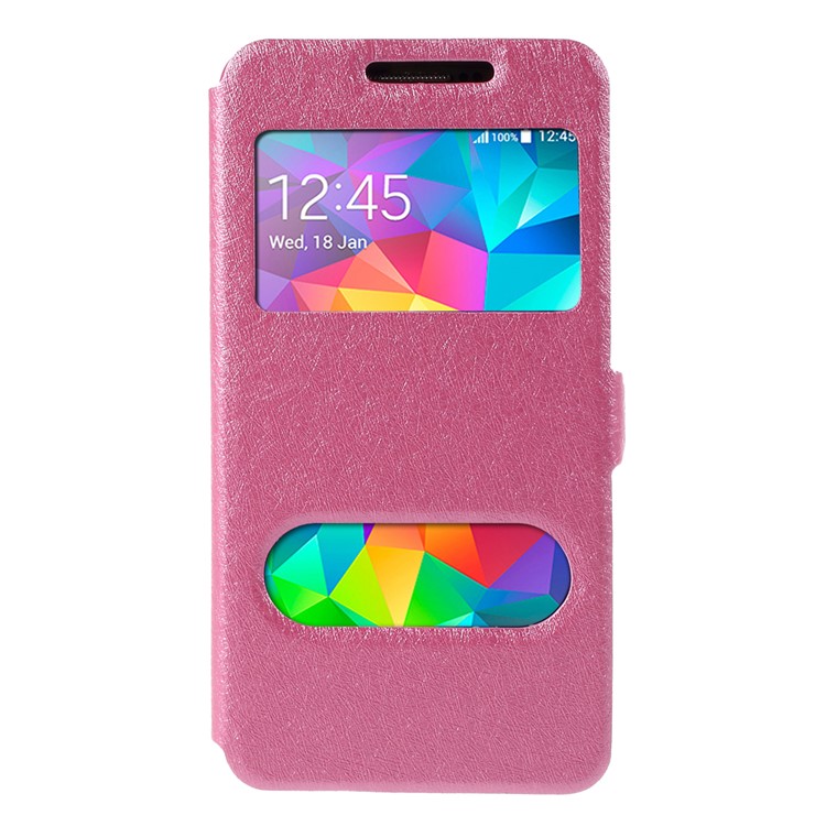 Leather Protective Case for Samsung Galaxy Grand Prime SM-G530H Dual View Window - Rose-3