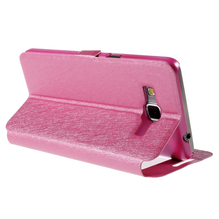 Leather Protective Case for Samsung Galaxy Grand Prime SM-G530H Dual View Window - Rose-5