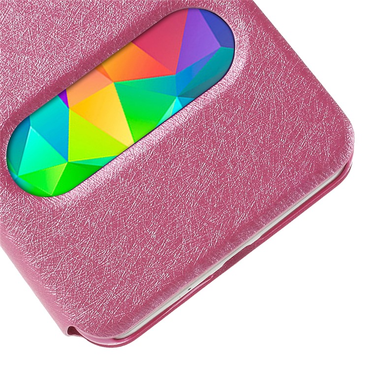 Leather Protective Case for Samsung Galaxy Grand Prime SM-G530H Dual View Window - Rose-8