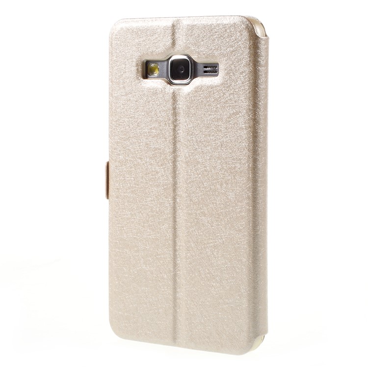Leather Case for Samsung Galaxy Grand Prime SM-G530H Dual View Window - Champagne-2