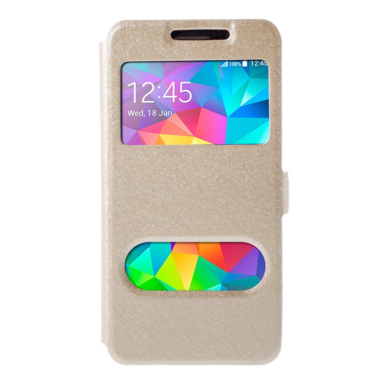 Leather Case for Samsung Galaxy Grand Prime SM-G530H Dual View Window - Champagne-3