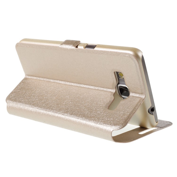 Leather Case for Samsung Galaxy Grand Prime SM-G530H Dual View Window - Champagne-5