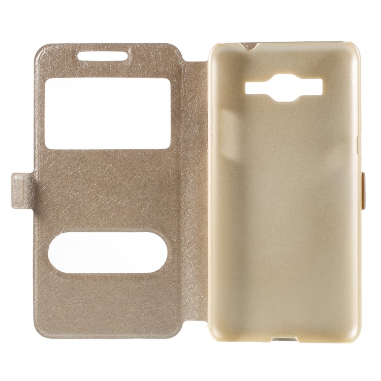 Leather Case for Samsung Galaxy Grand Prime SM-G530H Dual View Window - Champagne-7