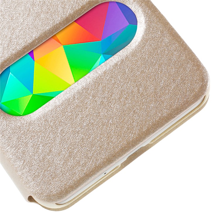 Leather Case for Samsung Galaxy Grand Prime SM-G530H Dual View Window - Champagne-8