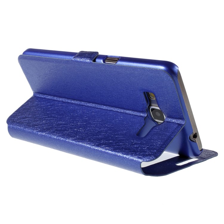 Leather Phone Case for Samsung Galaxy Grand Prime SM-G530H Dual View Window - Blue-5