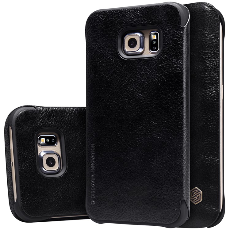 NILLKIN Qin Series Leather Case for Samsung Galaxy S6 edge G925 with Card Slot - Black-6