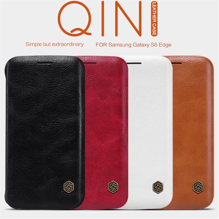 NILLKIN Qin Series Leather Case for Samsung Galaxy S6 edge G925 with Card Slot - Black-7